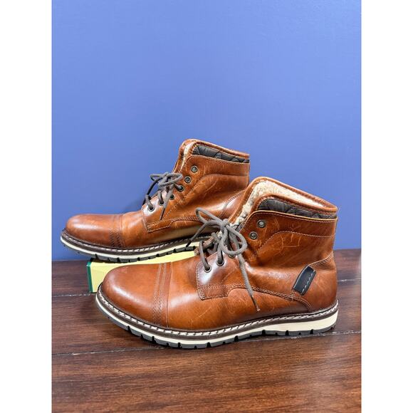 Franco Fortini Blake LaceUp Quilted CapToe Cognac Boots K65792 Vintage Men US 12